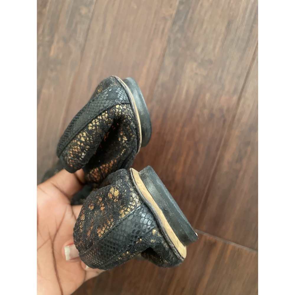 Chanel Black Lace and Gold Metallic Ballet Flats Size 39.5 - Picture 3 of 8